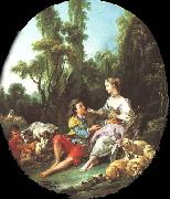 Francois Boucher Are They Thinking About the Grape France oil painting artist